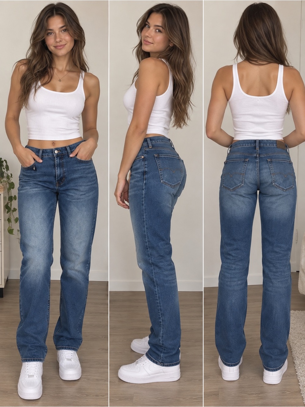Frye Women's High-Rise Straight Leg Jeans in a medium wash blue size 8/29